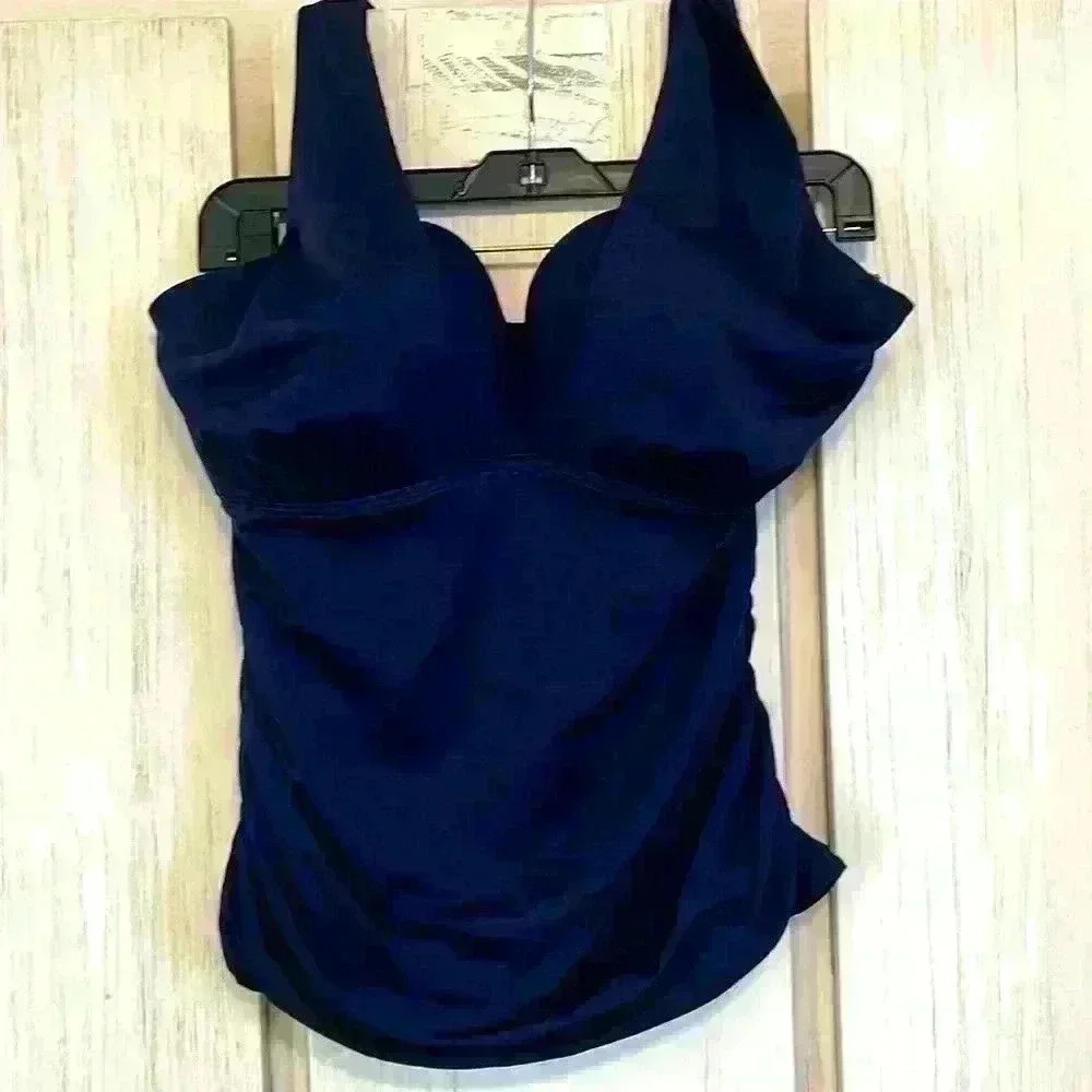 Athleta Women's Blue Tankini Tie Swimwear Top - Size 38B/C
